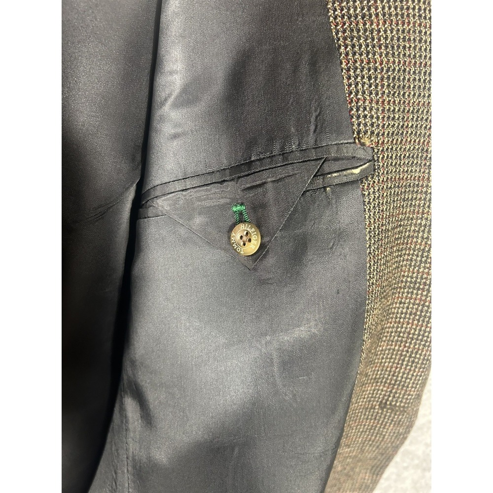 Vintage Tommy Hilfiger Union Made Canada Wool Tweed Blazer Brown Houndstooth 42R - Picture 2 of 16